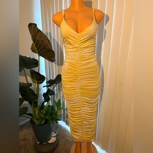 Fashion Nova Sunny Ruched Midi Dress